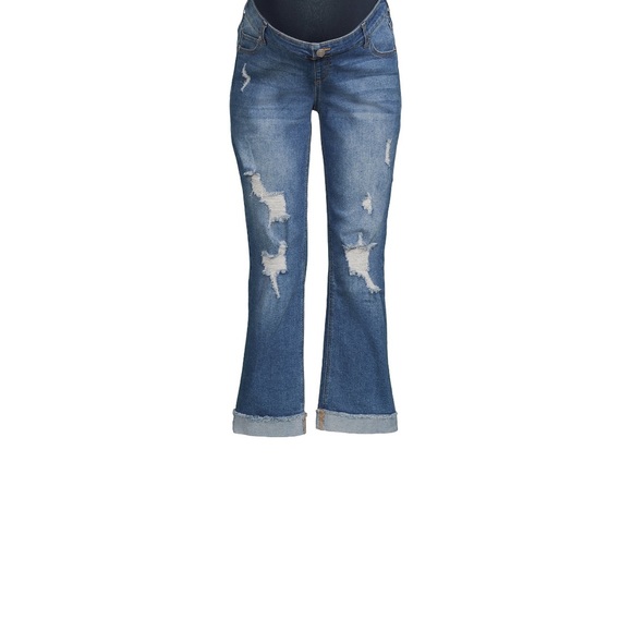 NEW MATERNITY DISTRESSED BOYFRIEND JEANS TIME AND TRU LARGE 12 14 - Picture 4 of 8